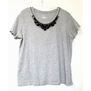 MERONA Sz 1X Heather Gray Glitzy Faux Gem T-Shirt